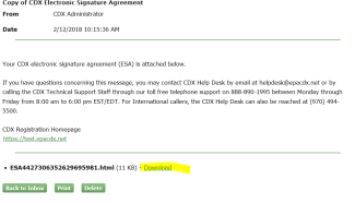 CDX Electronic Signature Agreement screen shot