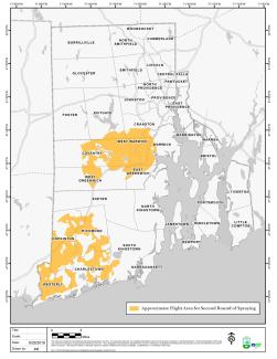 map showing approximate location of second round of spraying